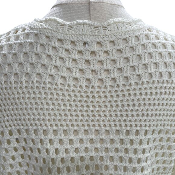 Oversized Cream Crochet Knit Sweater Boho Festival Beach Cover Up Grannycore S M - Picture 9 of 10